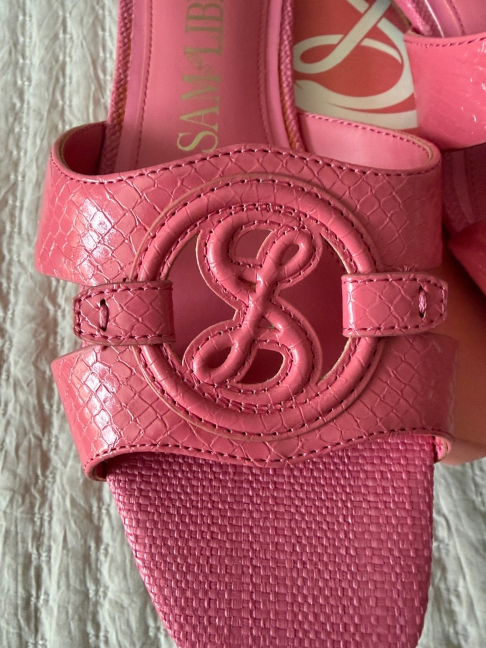 Sam & Libby Guava Pink Logo Slide Sandals 7.5 ❤️❤️ - Picture 2 of 6